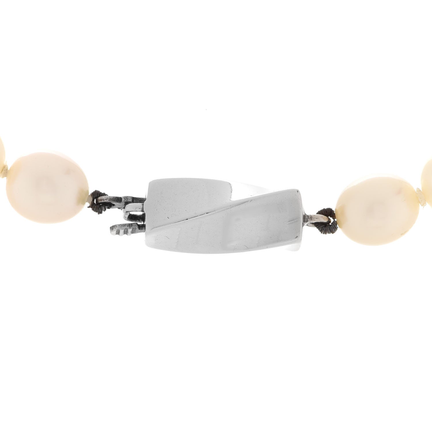 Tiffany Sterling Silver Pearl Strand Twist Clasp Necklace 16" 4 of 6