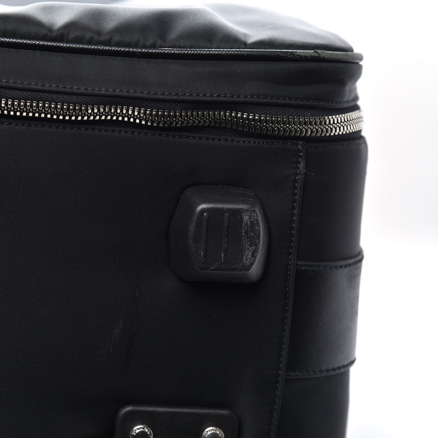 Tessuto Nylon Saffiano Trolley Luggage Black