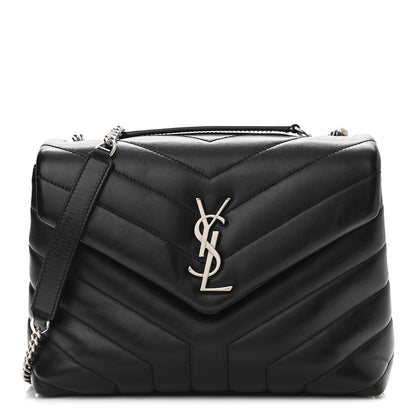 Saint Laurent Calfskin Y Quilted Monogram Small Loulou Chain Satchel Black 1 of 8