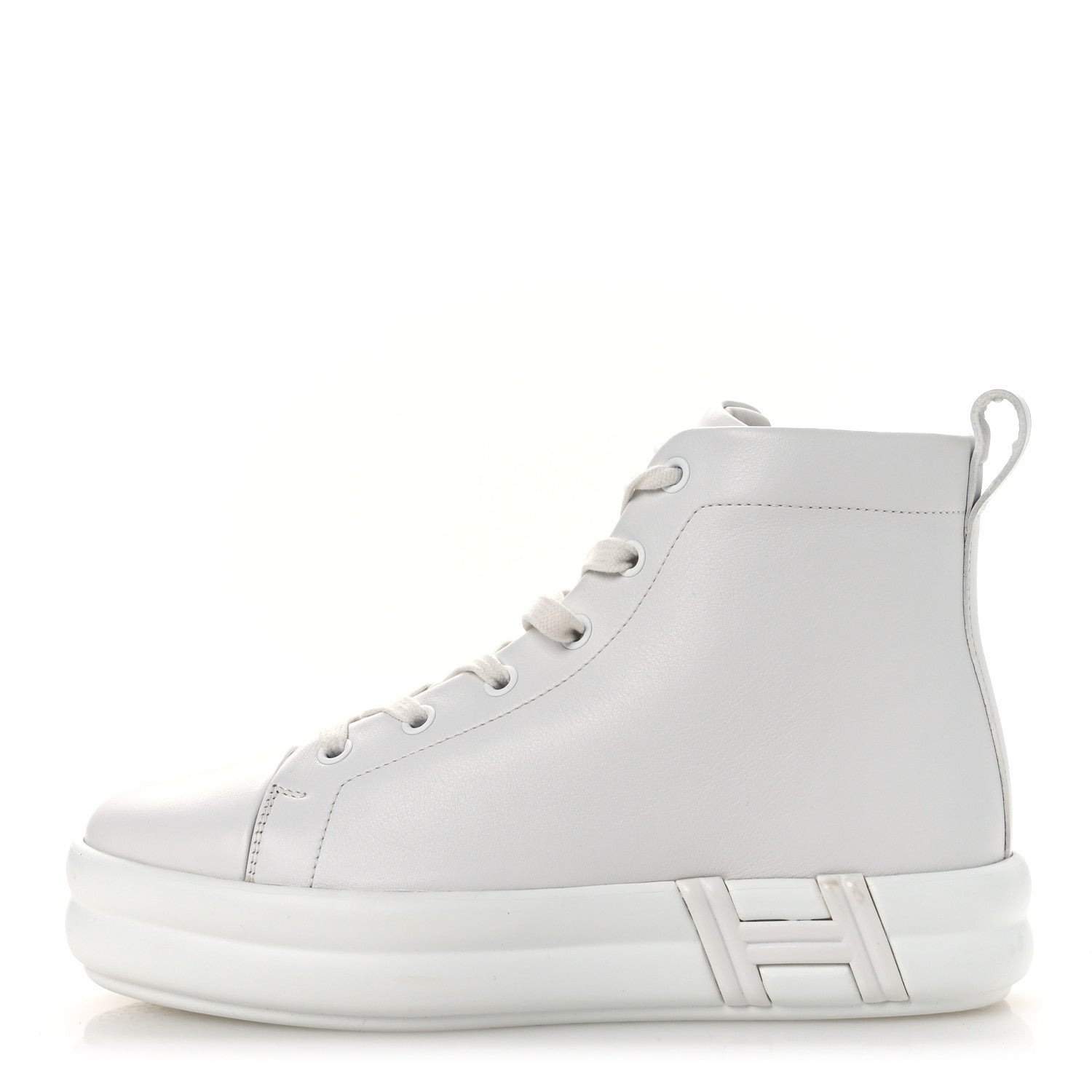 Hermes Calfskin Womens Happiness High Top Sneakers 36.5 White 1 of 12