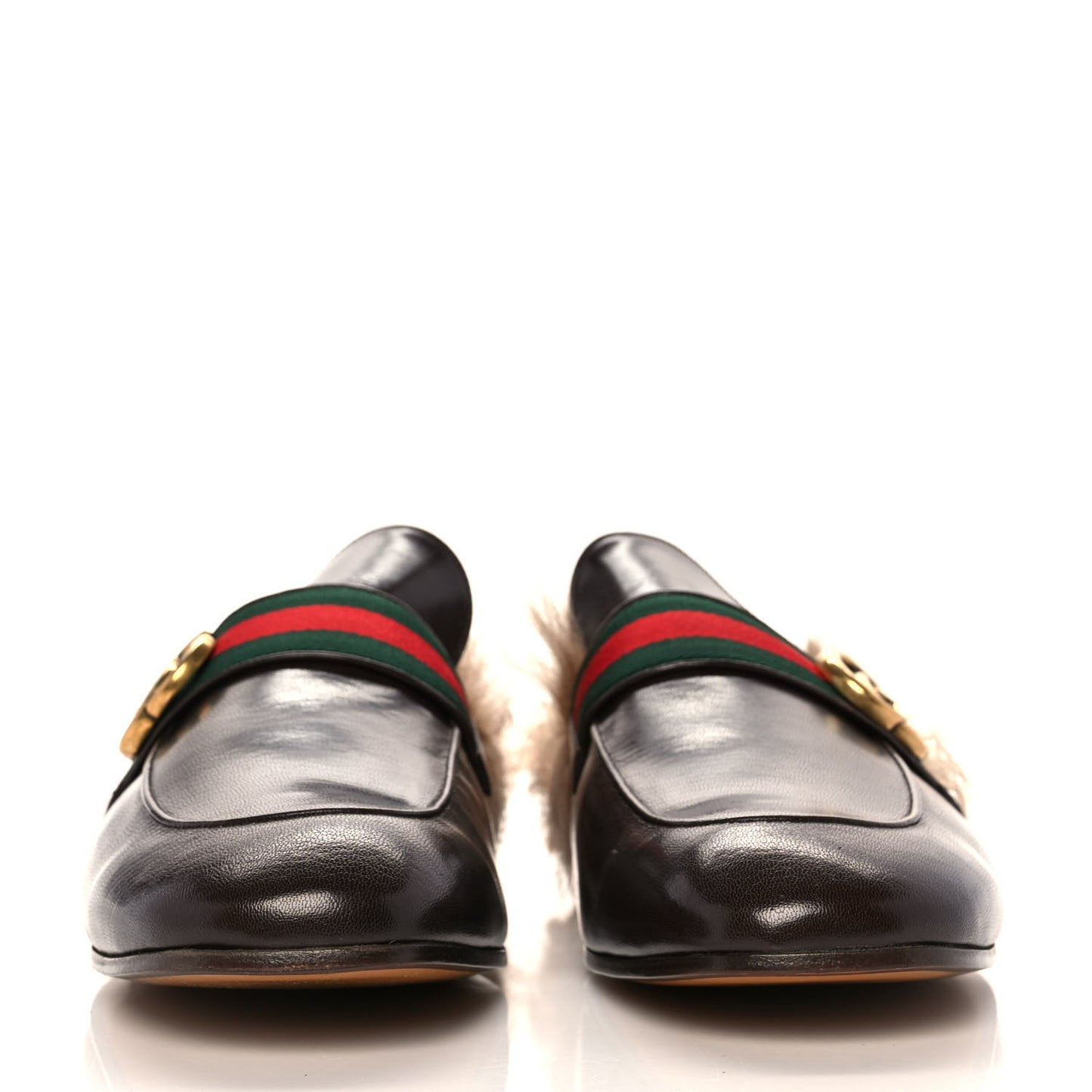 Goatskin Fur Web GG Mens Princetown Slippers 12 Cocoa