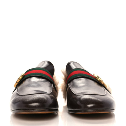 Gucci Goatskin Fur Web GG Mens Princetown Slippers 12 Cocoa 2 of 10