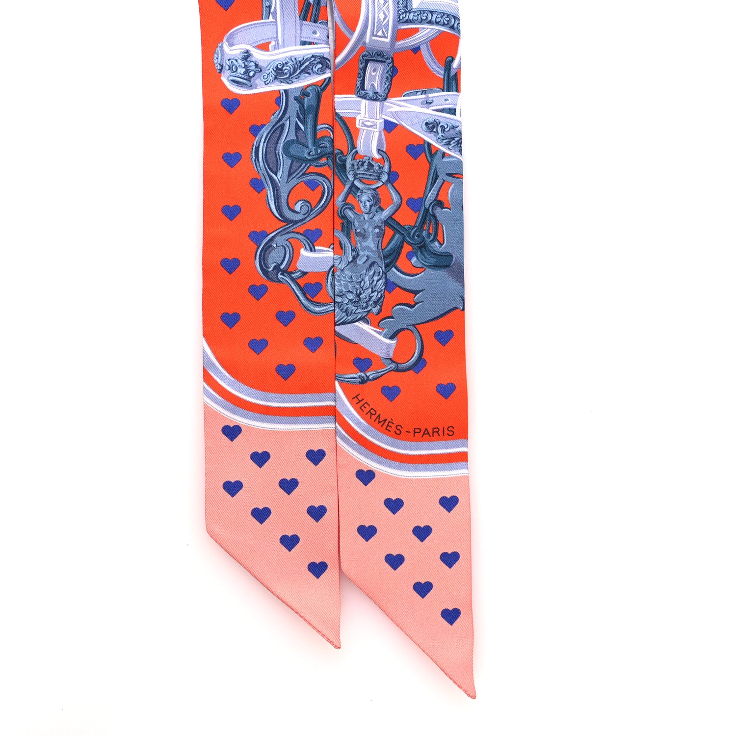 Hermes Silk Brides de Gala Love Twilly Orange Gris Bleuete Saumon 2 of 4