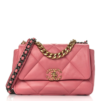 Chanel Lambskin Quilted Medium Chanel 19 Flap Pink 1 of 9