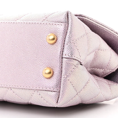 Chanel Metallic Caviar Quilted Extra Mini Coco Handle Flap Light Pink 10 of 12