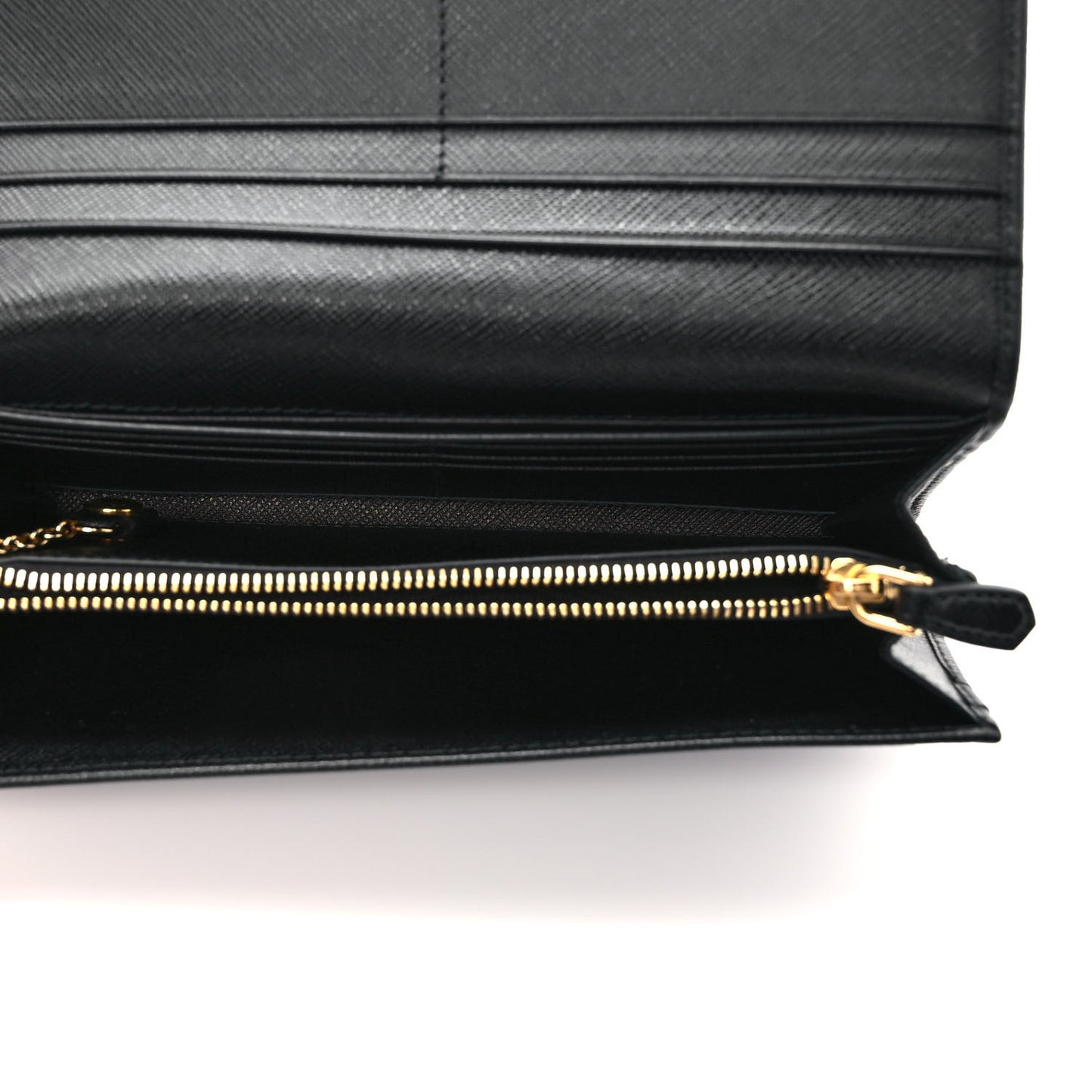 Saffiano Triangle Logo Continental Flap Travel Wallet Black