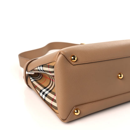 Burberry Derby Calfskin House Check Medium Banner Tote Camel 6 of 7