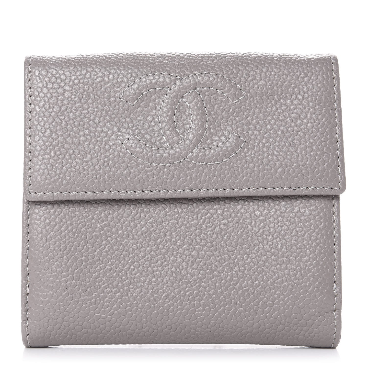 Chanel Caviar Timeless CC Compact French Wallet Light Grey 1 of 7