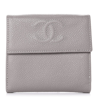 Chanel Caviar Timeless CC Compact French Wallet Light Grey 1 of 7
