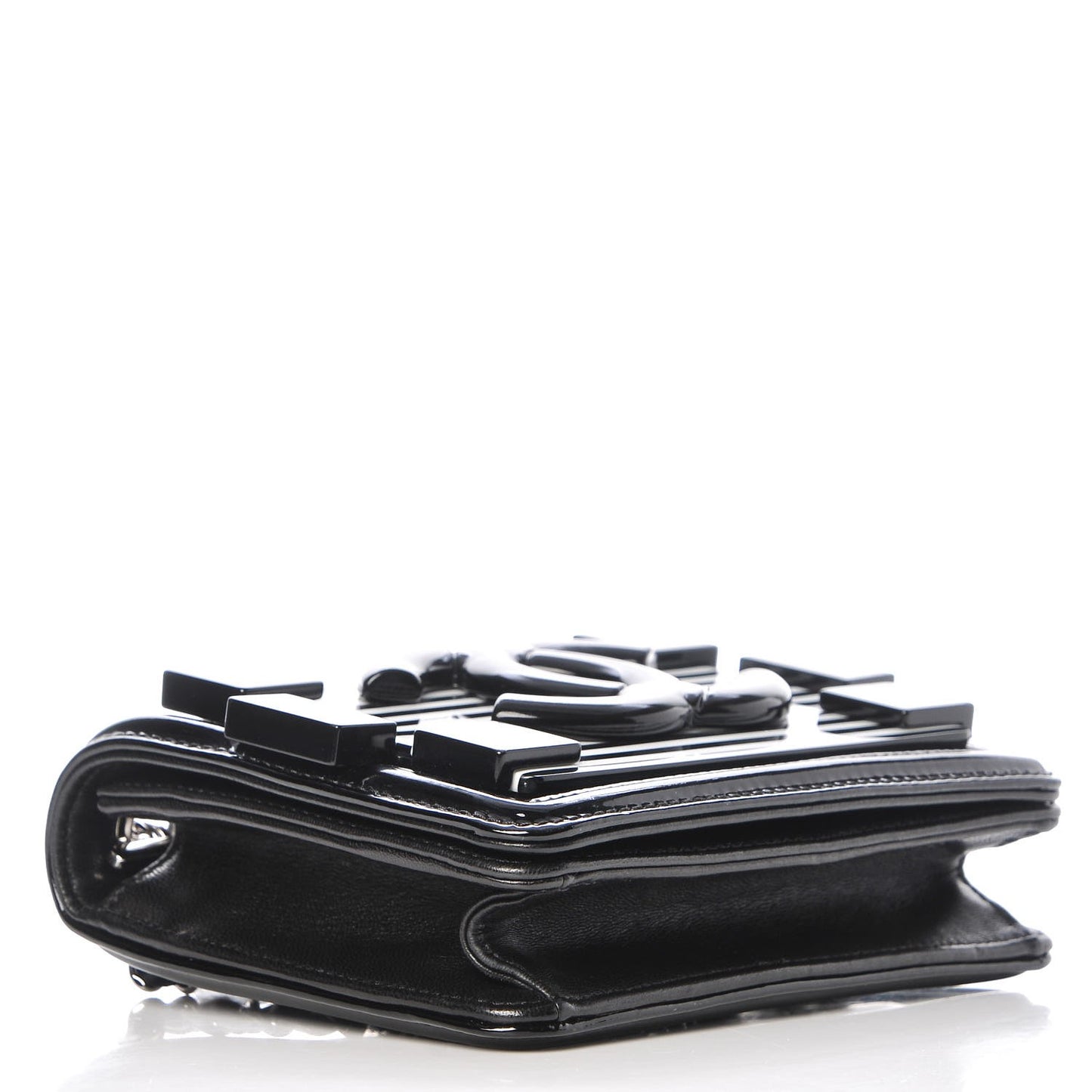 Plexiglass Patent Mini Striped Boy Brick Flap Black White