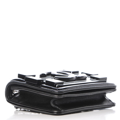 Chanel Plexiglass Patent Mini Striped Boy Brick Flap Black White 4 of 9