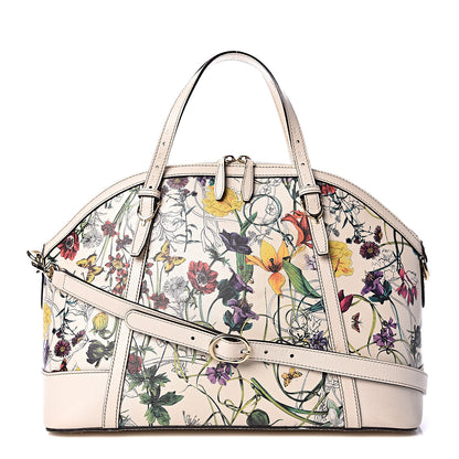 Gucci Canvas Flora Infinity Medium Nice Top Handle Dome Bag White 1 of 13