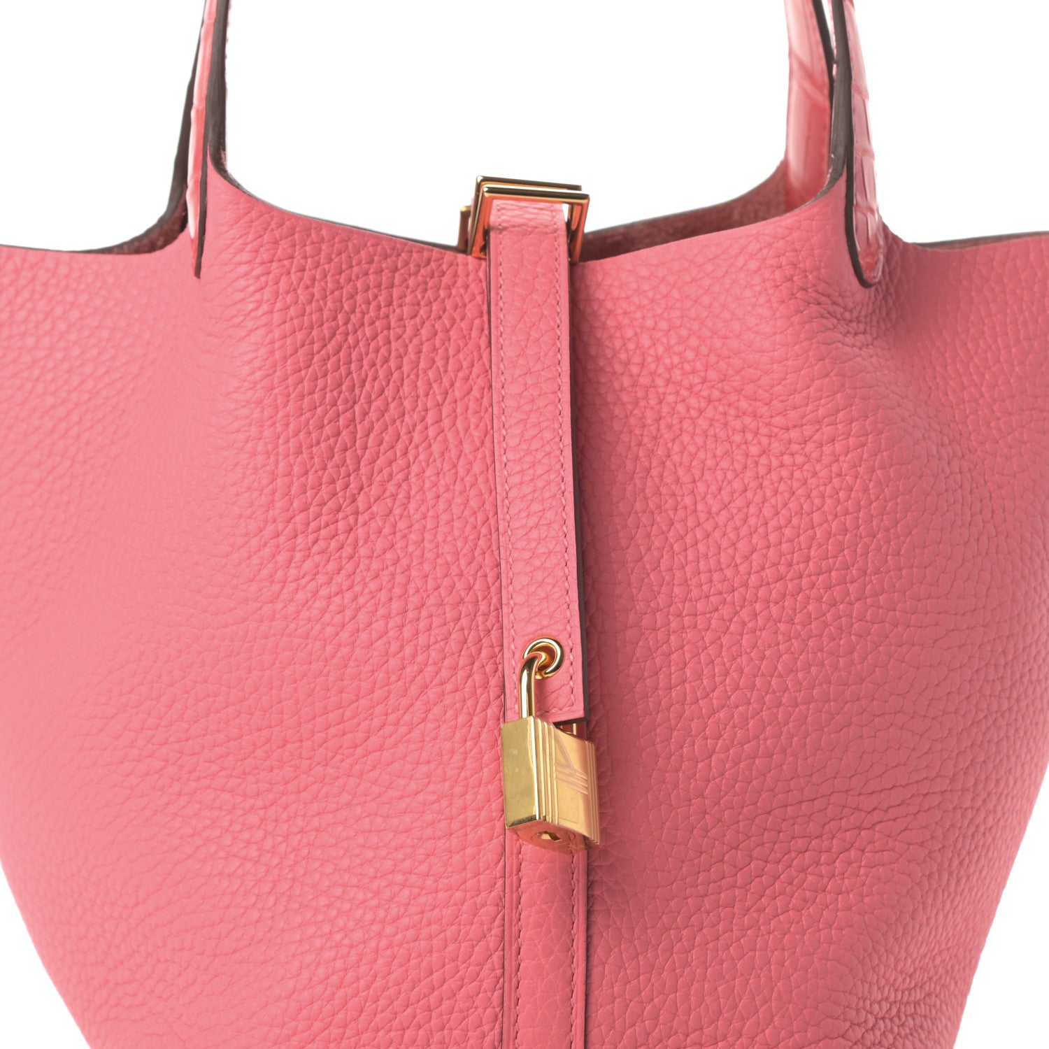 Hermes Taurillon Clemence Matte Alligator Picotin Lock Touch 18 PM Rose Azalee 8 of 11