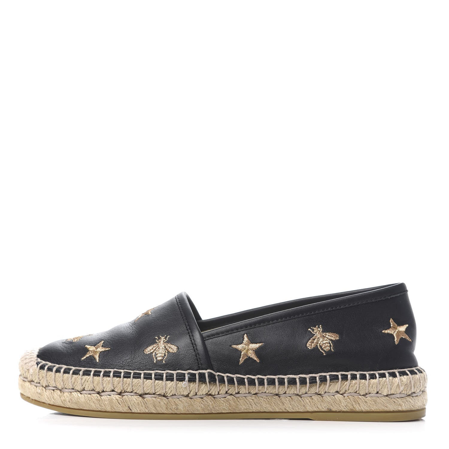 Gucci Calfskin Bee Star Embroidered Espadrilles 36 Black 1 of 10