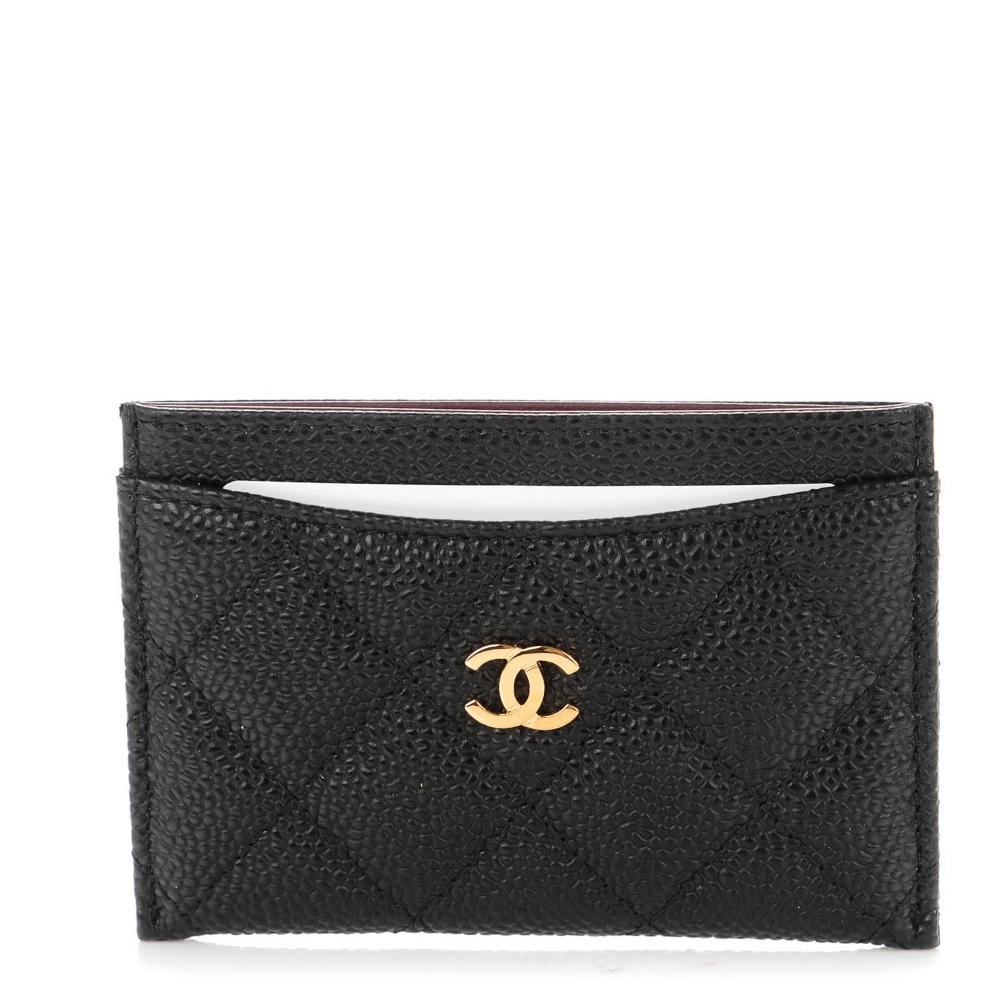 Caviar Quilted Card Holder Black