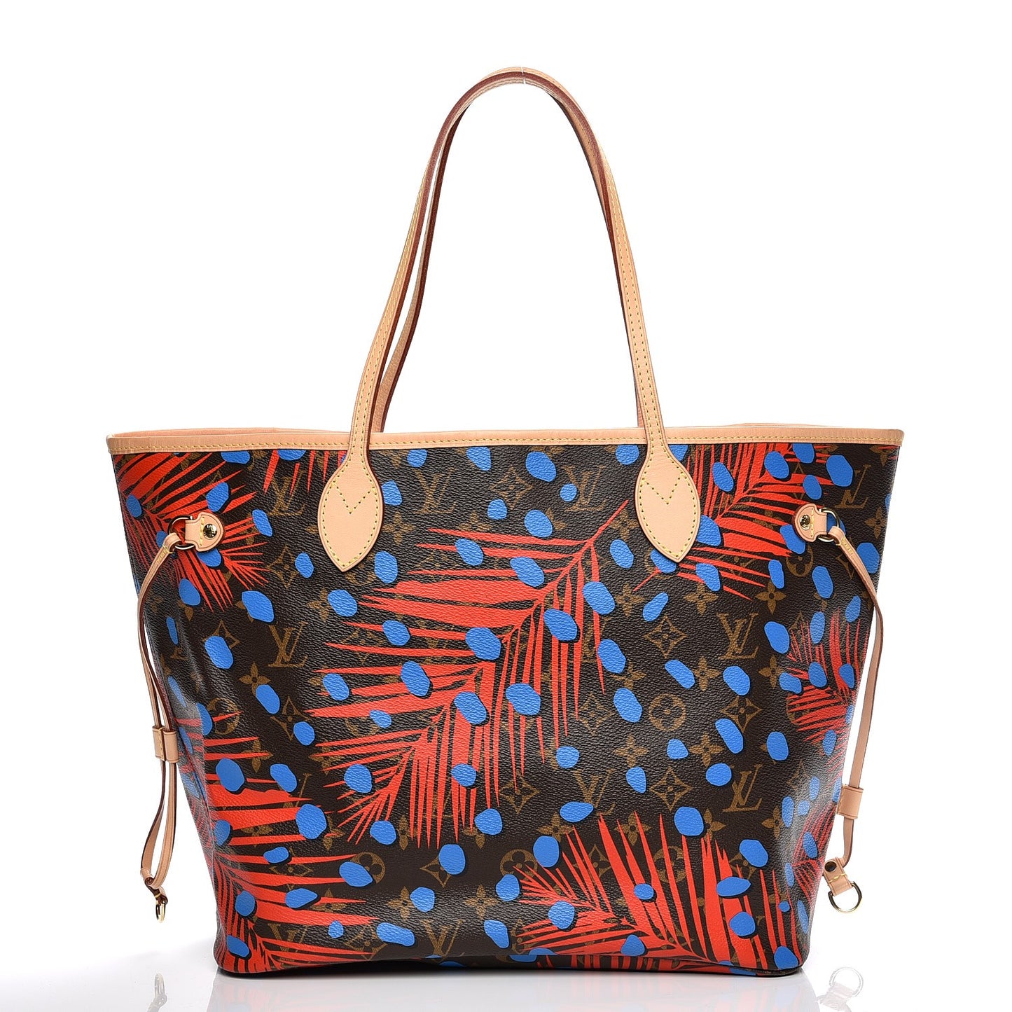 Monogram Jungle Dots Neo Neverfull MM Coquelicot Denim