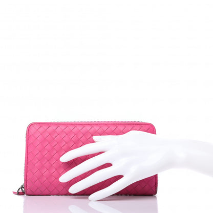 Bottega Veneta Nappa Intrecciato Zip Around Wallet Rosa Shock 2 of 10