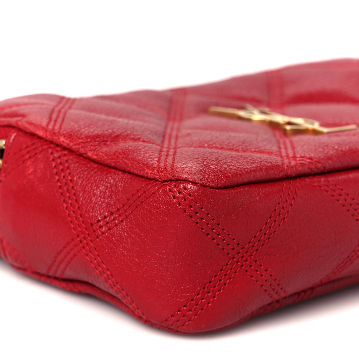 Grained Lambskin Quilted Mini Becky Double Zip Bag Rouge Eros