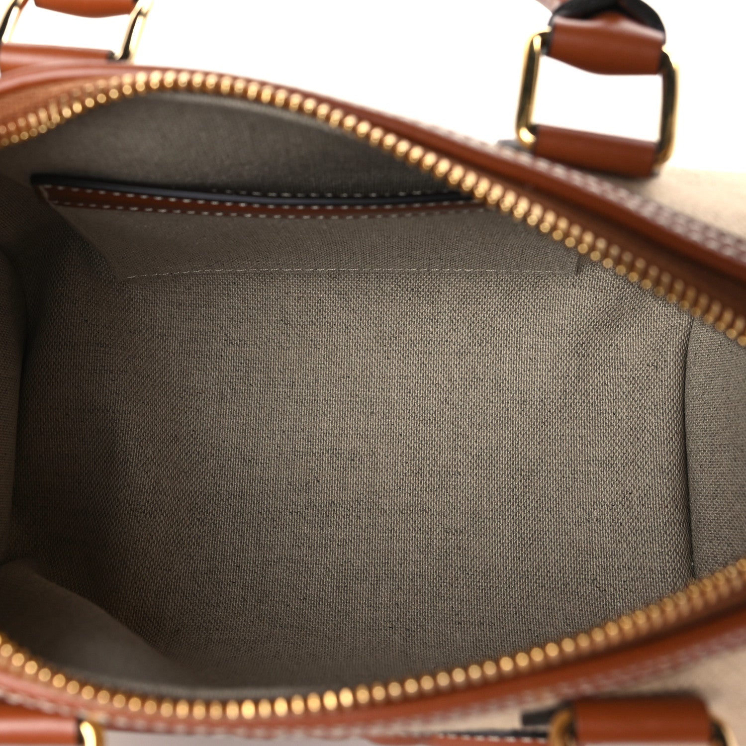 Celine Triomphe Textile Calfskin Small Boston Bag Natural Tan 5 of 9