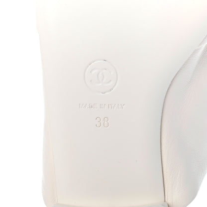 Chanel Lambskin Pearl Bow CC Flat Sandals 38 White 7 of 10