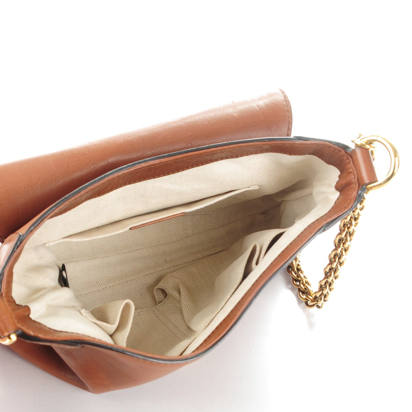 Washed Calfskin Small Ribot Horse Heads Chain Shoulder Bag Brown