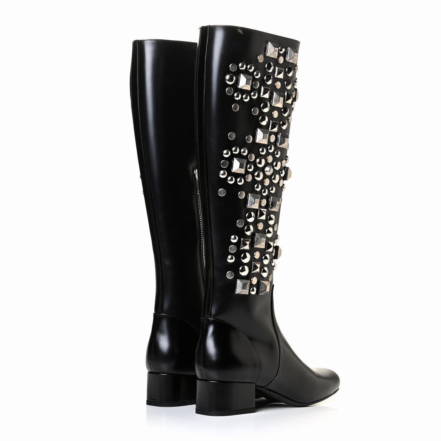 Saint Laurent Ketta Studded Babies 40 Brod Knee High Boots 36 Black 3 of 7