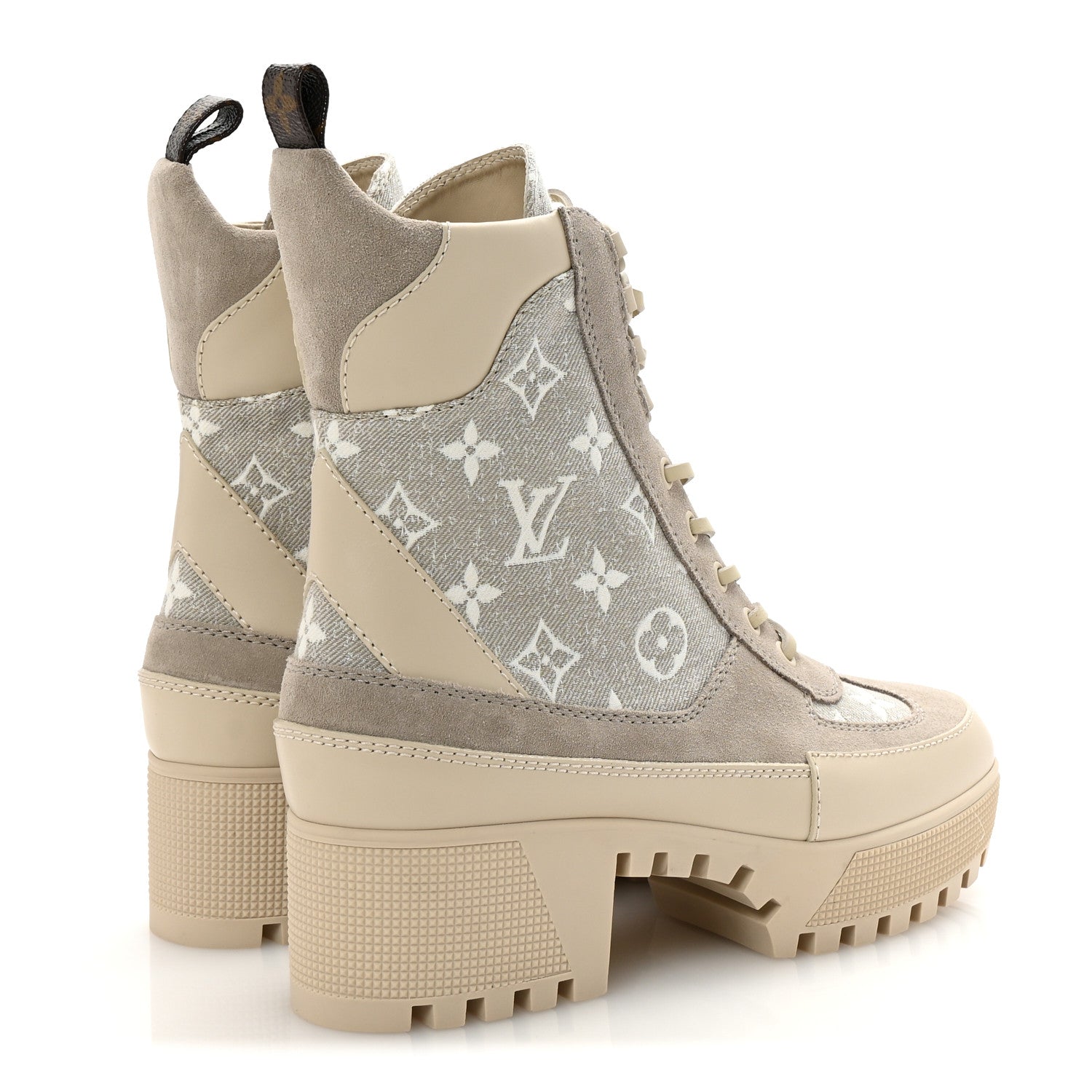 Louis Vuitton ベージュ スエードブーツ Louis Vuitton Suede Calfskin Laureate Platform Desert Boots 37.5