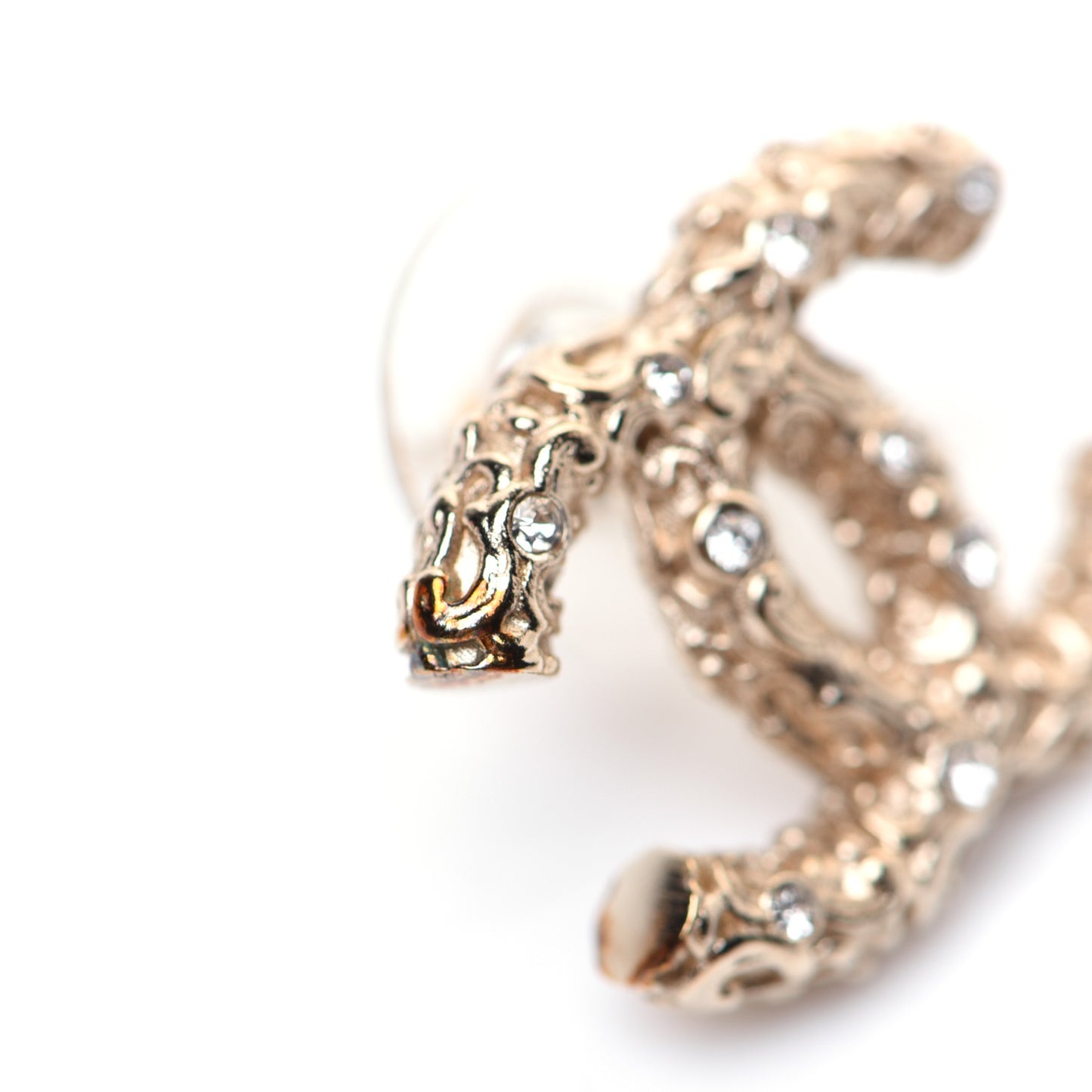 Crystal CC Earrings Light Gold