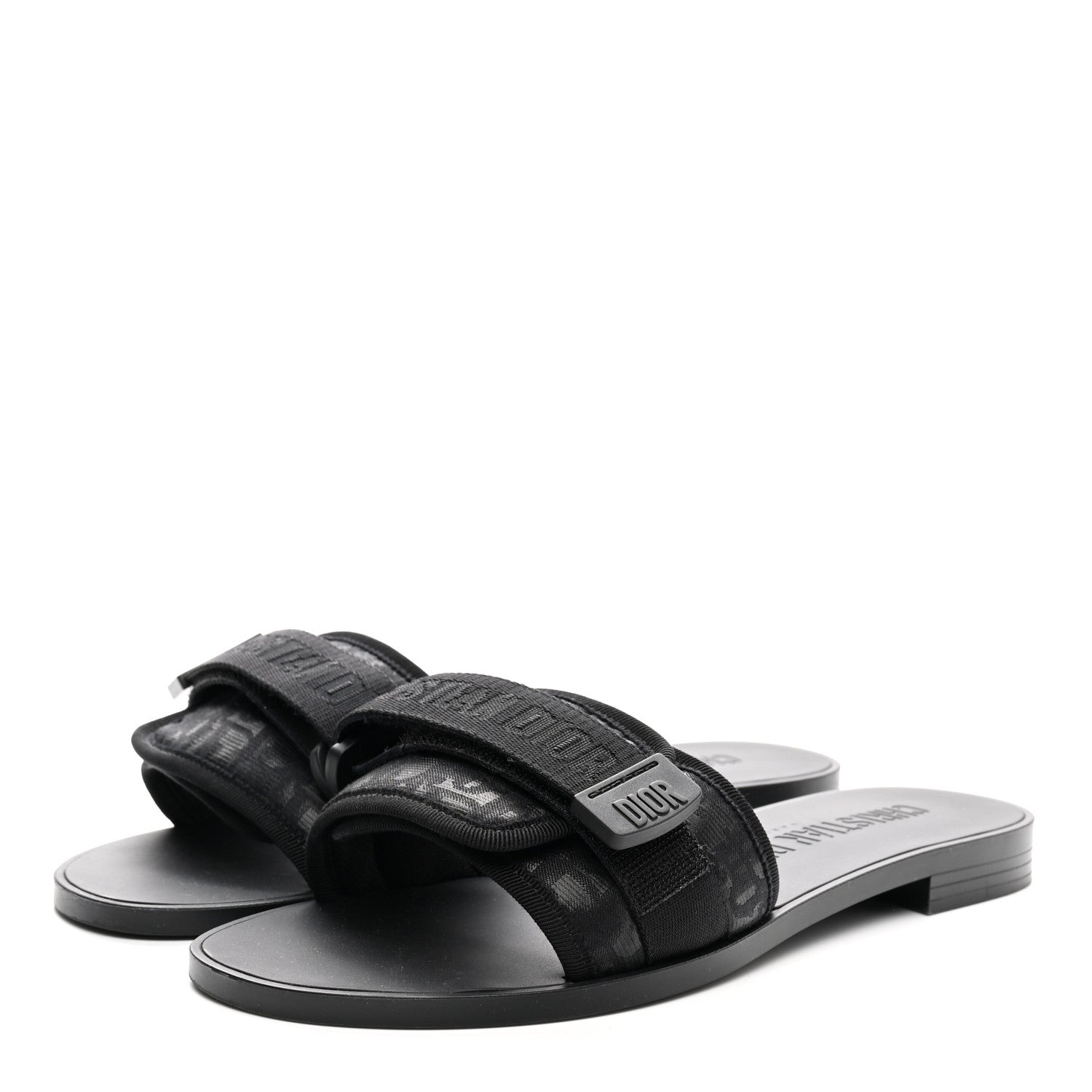 Christian Dior Shiny Technical Fabric Oblique Dio(r)evolution Slide Sandals 39 Black 3 of 11