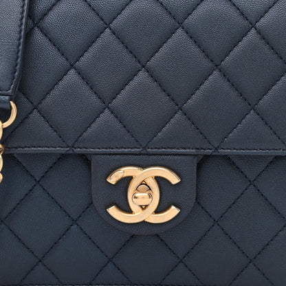 Chanel Iridescent Lambskin Quilted Chic Pearls Flap Navy Blue 8 of 10