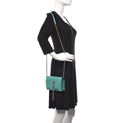 Saint Laurent Laminated Calfskin Classic Monogram Kate Tassel Chain Wallet Green 2 of 11