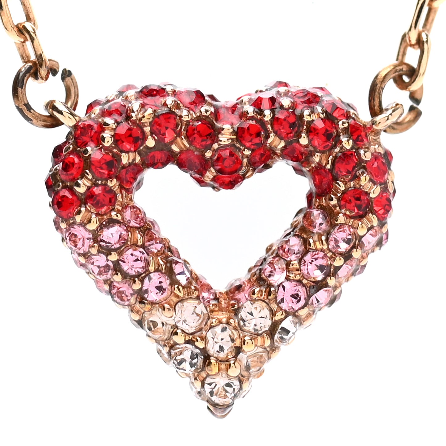 Swarovski LV and V Heart Strass Necklace Rose Gold