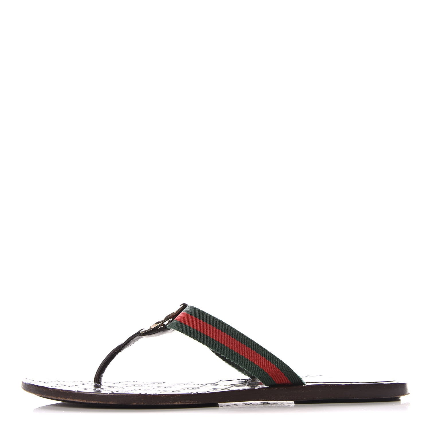 Gucci Nylon Guccissima Web Womens Thong Sandals 39.5 Green Red Cocoa 1 of 8