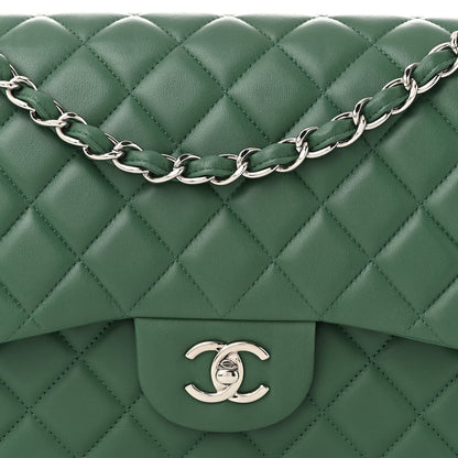 Chanel Lambskin Quilted Jumbo Double Flap Green 8 of 10