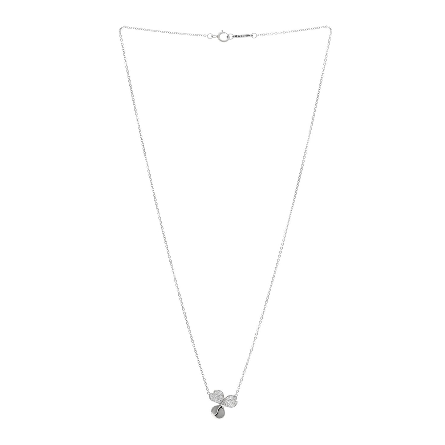 Platinum Diamond .17ctw Small Paper Flowers Pendant Necklace