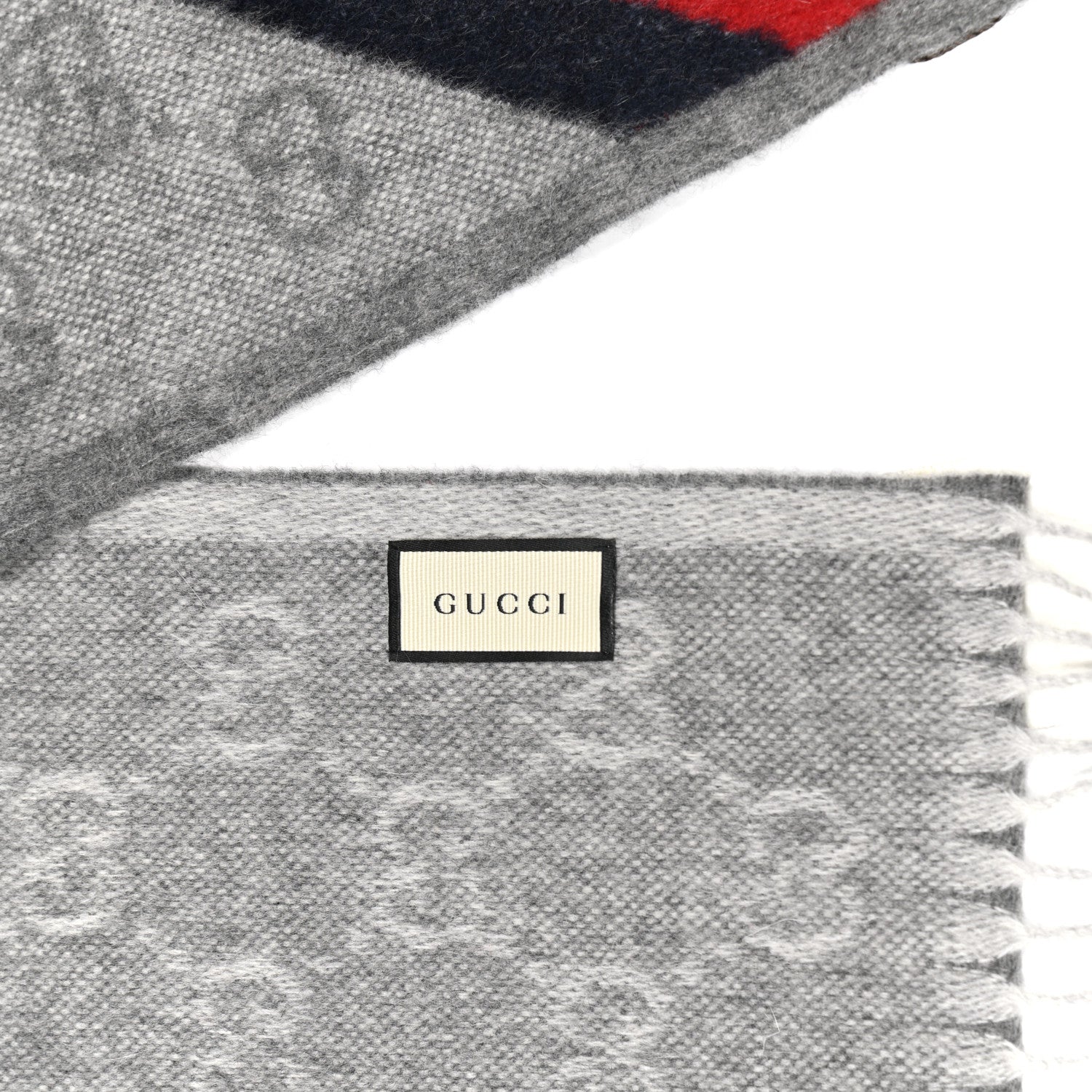 Gucci Wool Angora Monogram Web New Nikky Scarf Zinc Blue 3 of 4
