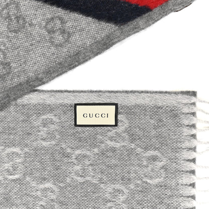 Gucci Wool Angora Monogram Web New Nikky Scarf Zinc Blue 3 of 4