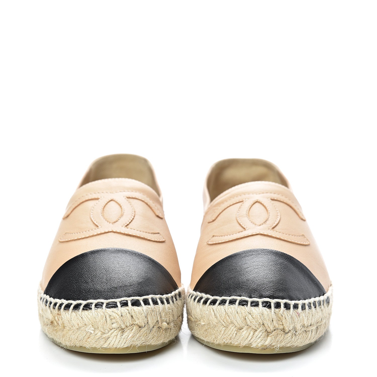 Chanel Lambskin CC Espadrilles 39 Beige Black 2 of 11