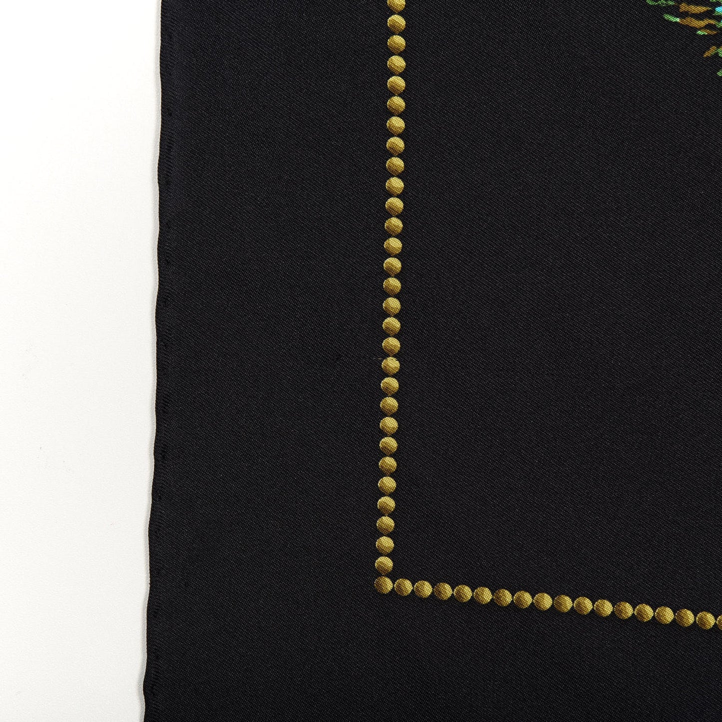 Silk Peacock Feather Printed Square Scarf Black Yellow
