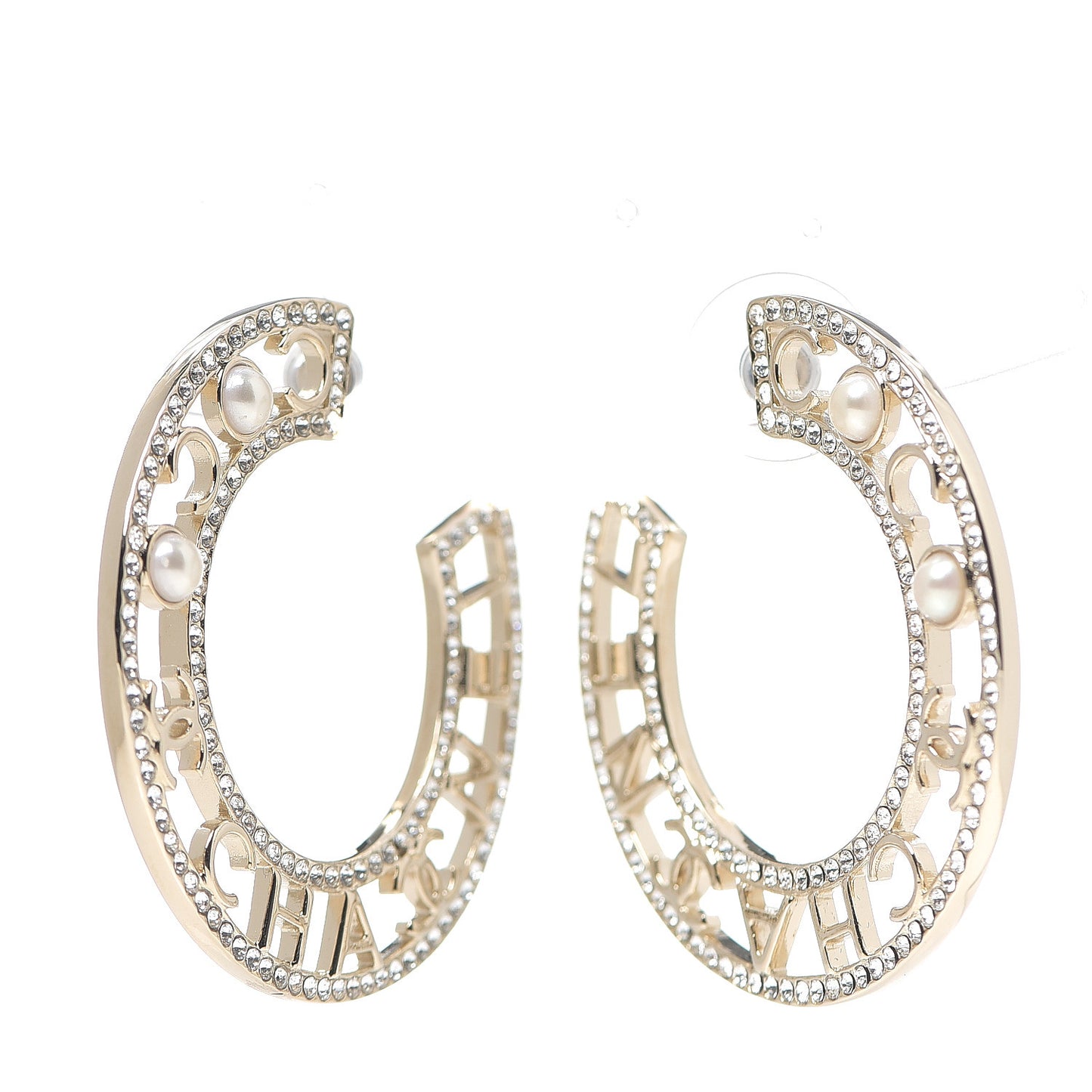 Crystal Pearl Bow-tiful CC Hoop Earrings Gold