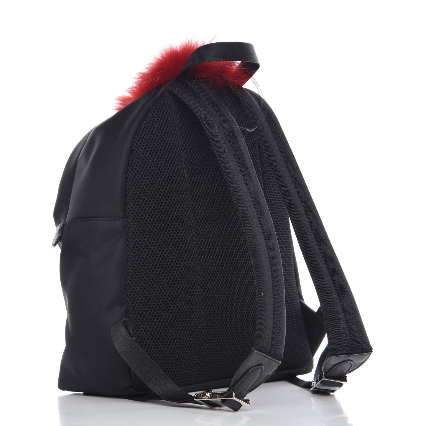 Nylon Vitello Dolce Elaphe Fox Fur Monster Eyes Backpack Black Natural Bordeaux Multicolor