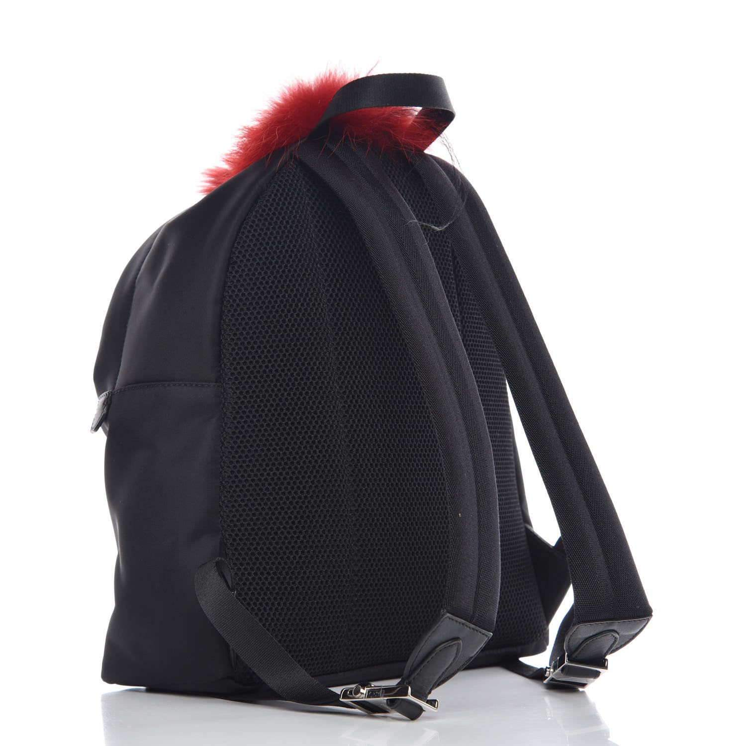 Fendi Nylon Vitello Dolce Elaphe Fox Fur Monster Eyes Backpack Black Natural Bordeaux Multicolor 3 of 8