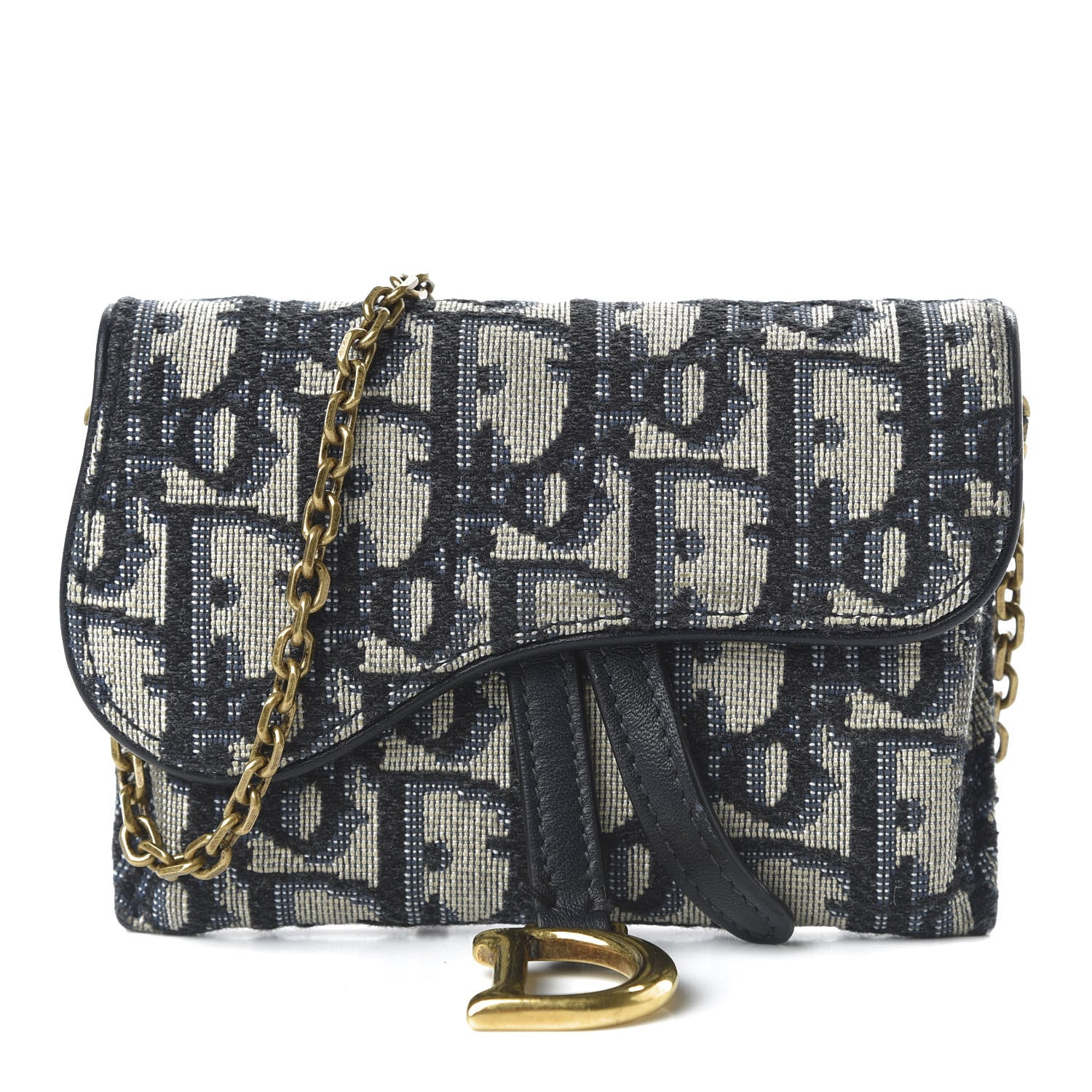 Christian Dior Oblique Nano Saddle Chain Pouch Blue 1 of 10