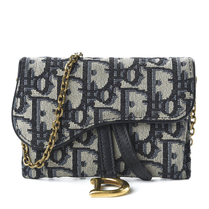 Christian Dior Oblique Nano Saddle Chain Pouch Blue 1 of 10