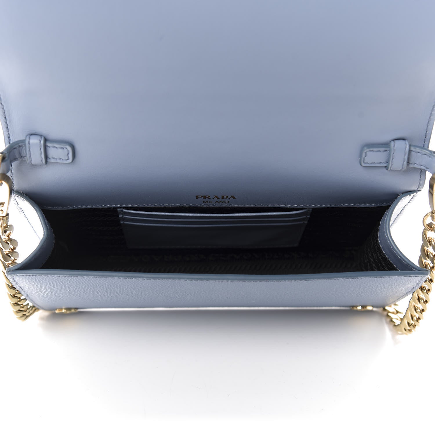 Prada Saffiano Soft Calf Bandoliera Chain Crossbody Bag Astrale 5 of 9