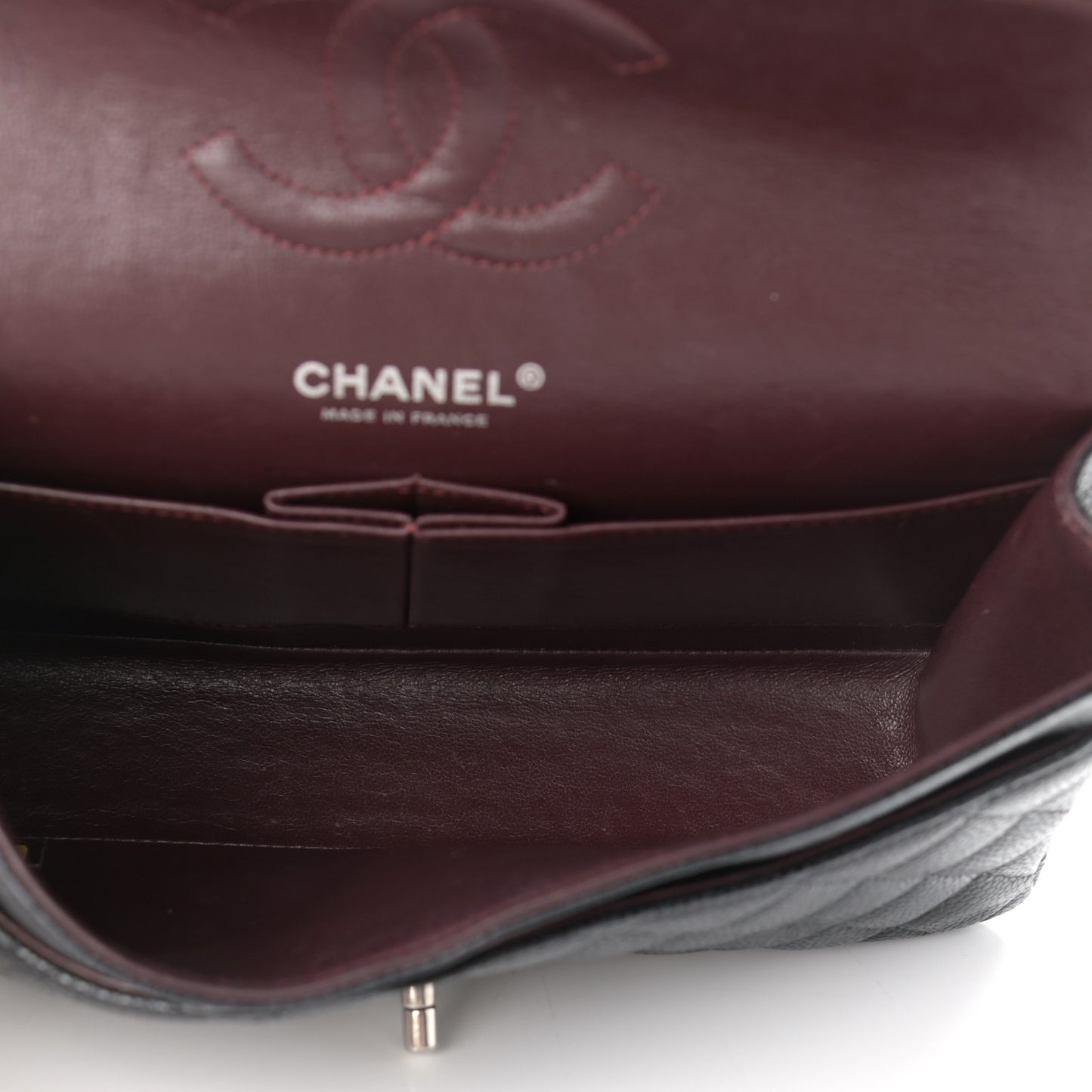 Caviar Quilted Medium Double Flap Black