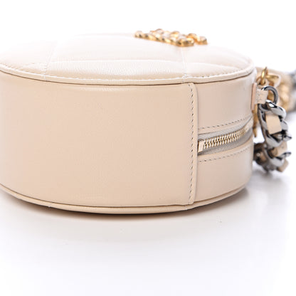 Chanel Lambskin Quilted 19 Round Clutch With Chain Beige 8 of 9