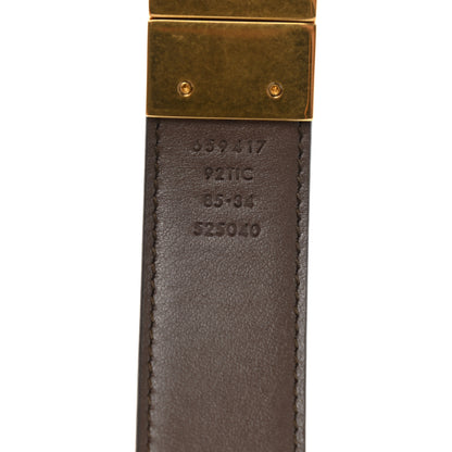 Gucci GG Supreme Monogram Plutone Calfskin Double G Reversible 30mm Belt 85 34 Beige Ebony New Acero 3 of 5
