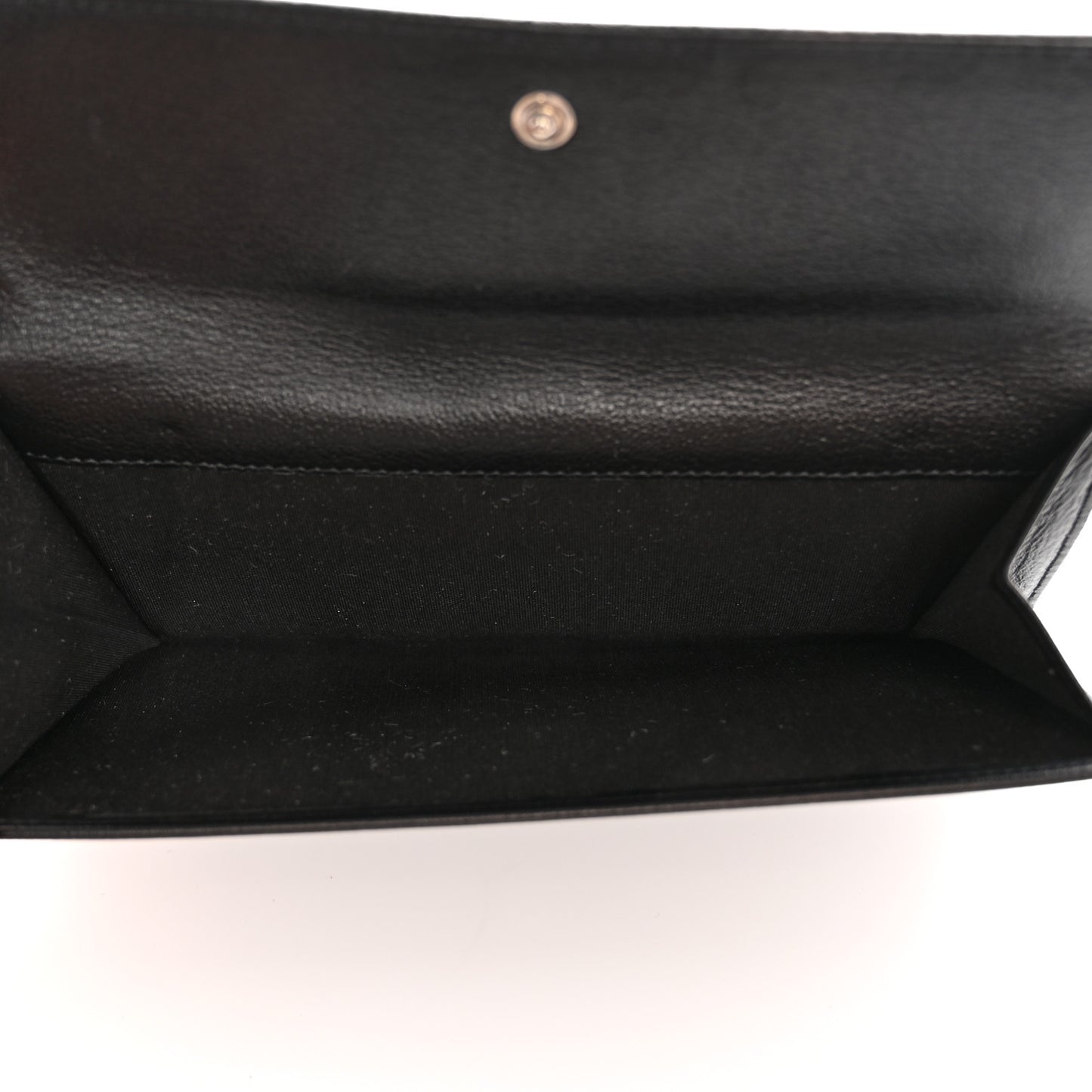 Goatskin Camellia Embossed Flap Wallet Black