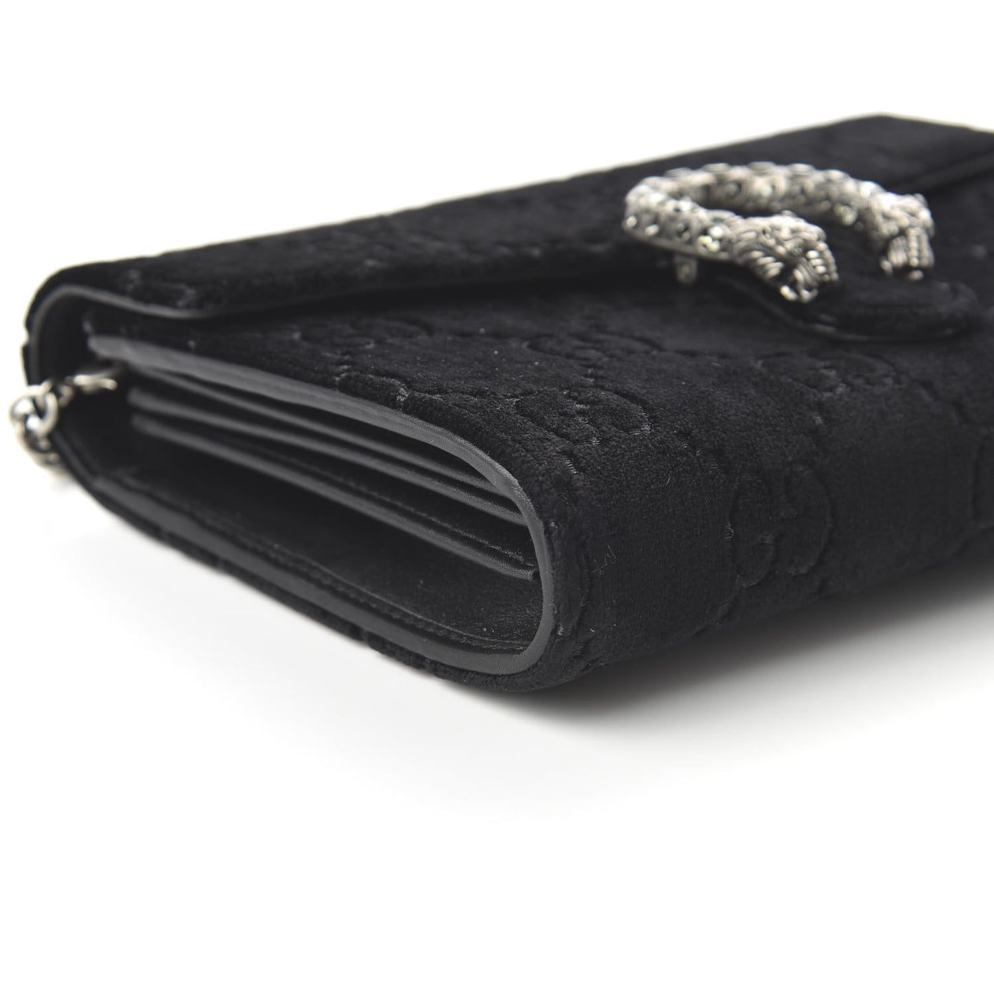 Velvet GG Monogram Mini Dionysus Chain Wallet Black